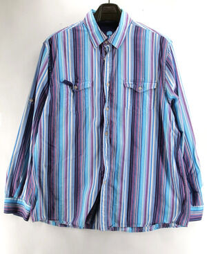 Ocean & Coast Long Sleeve Button Up Shirt Mens XL Multicolor Stripes